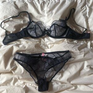 Elegant navy blue  Sheer Lingerie Set